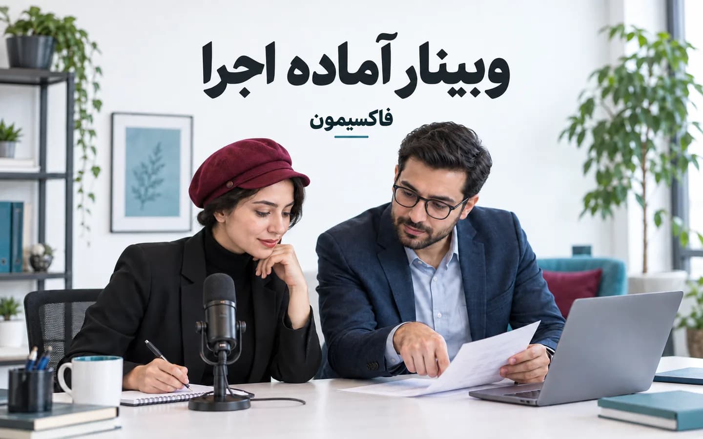 سخنران و ناظر بزرگسال با برنامهٔ زمان‌بندی یک وبینار تمرینی